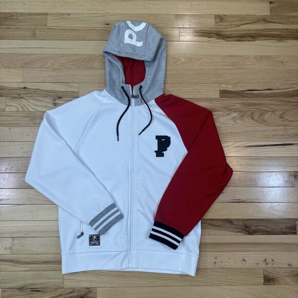 Polo Ralph Lauren Hoodie Mens Medium White Red P Wing Stadium Performance - Picture 1 of 7